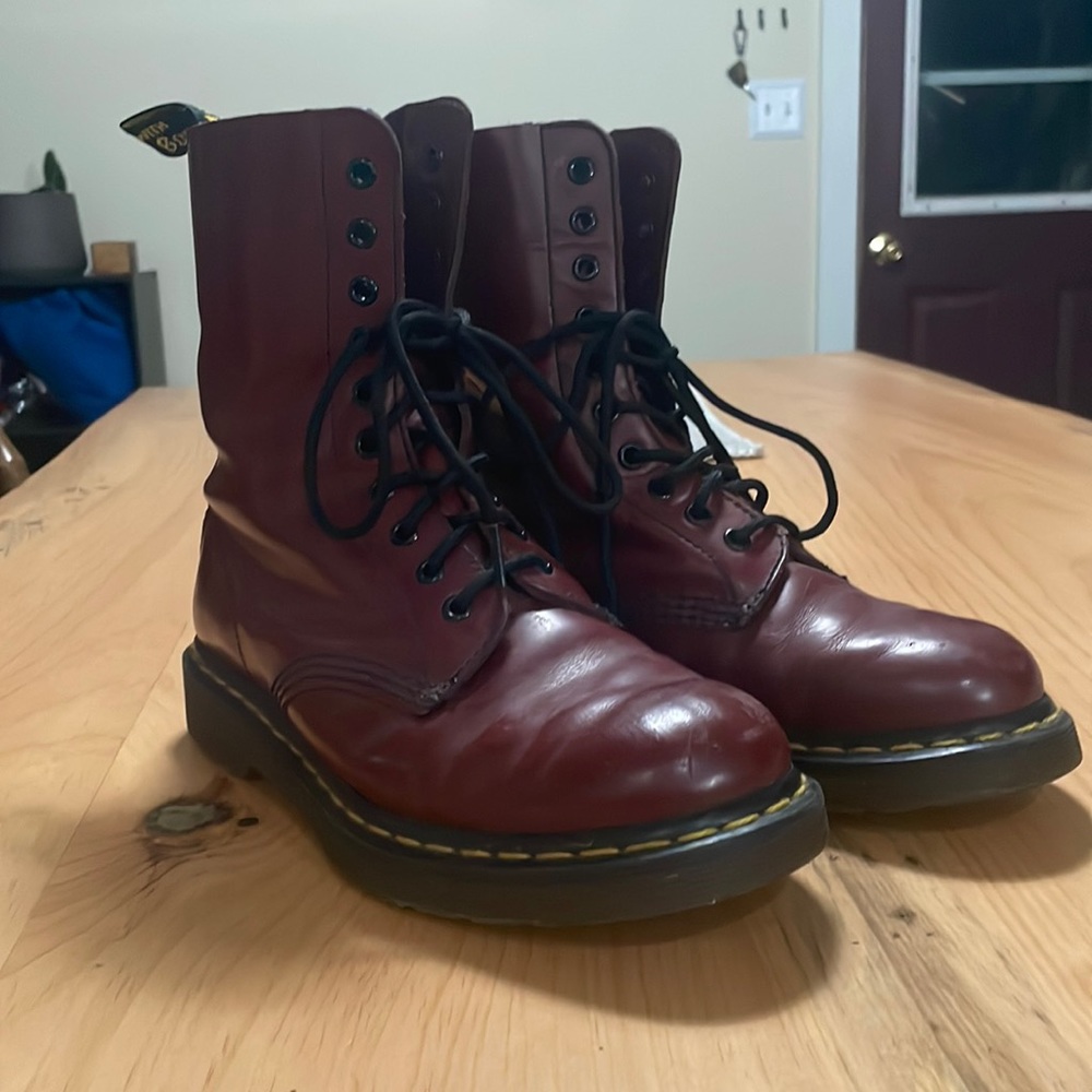Original Dr. Martens 1490 Mid Calf Boots - Cherry Red
